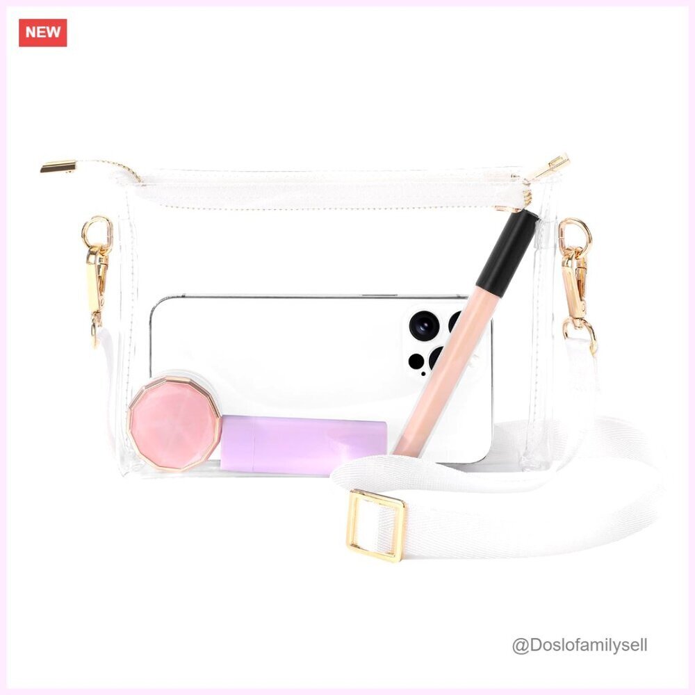 Stadium Approved Clear Crossbody Bag, Mini PVC Purse for Concerts & Events